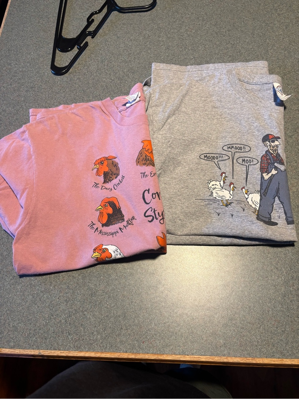 Two chicken t shirts
